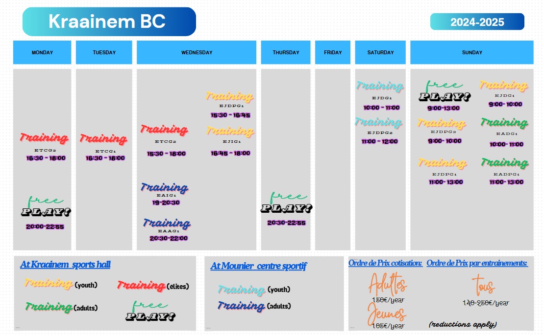 Template du calendrier